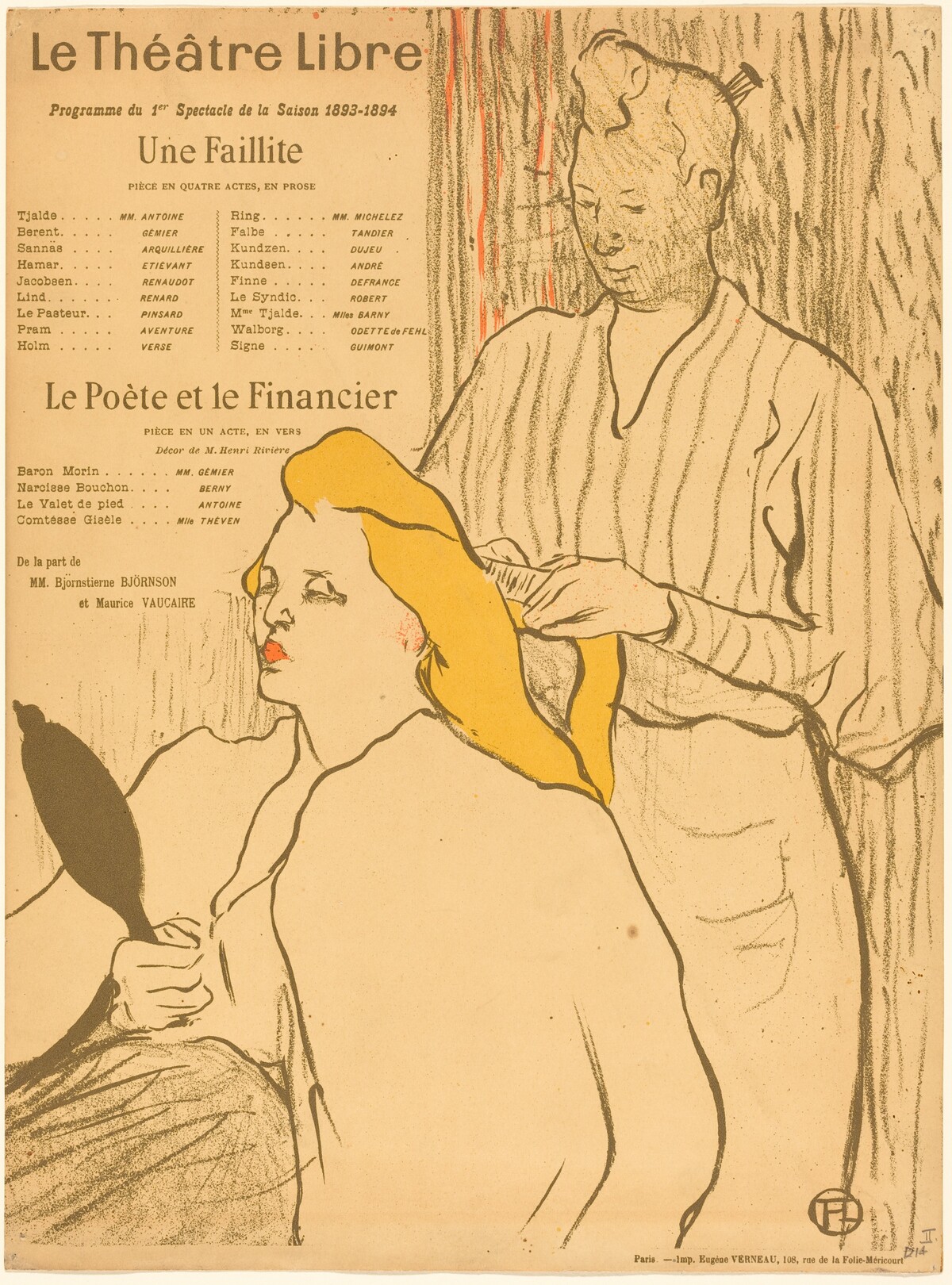The Hairdresser - Program for the Theatre-Libre (Le coiffeur - Programme du Théatre-Libre) by Henri de Toulouse-Lautrec