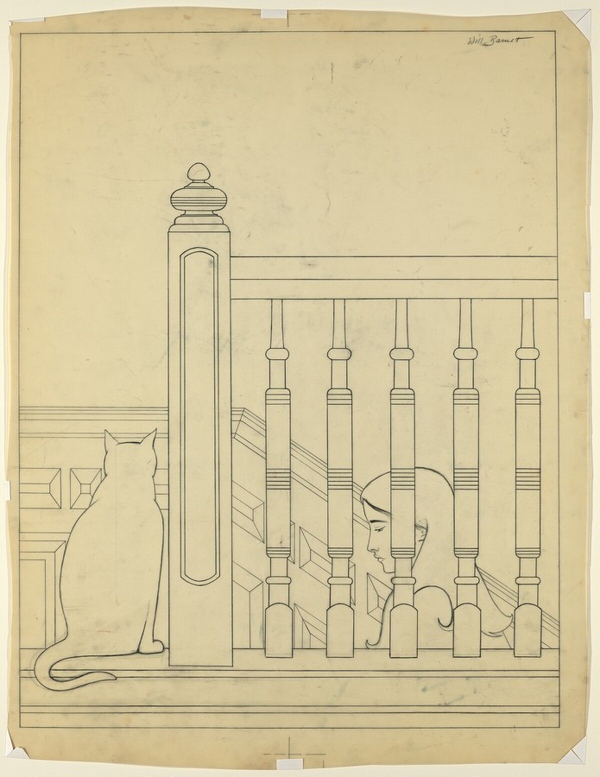 Drawing for "The Bannister" by Will Barnet