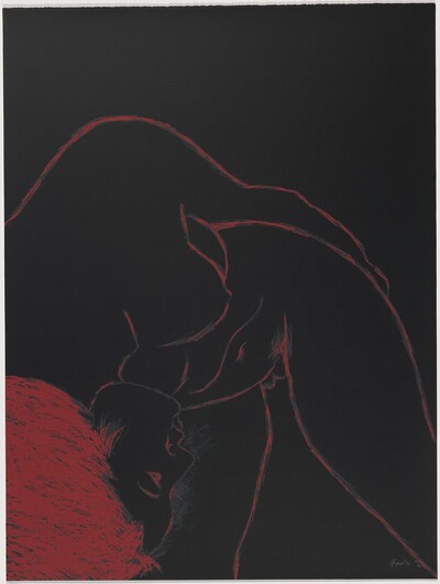 Red Nude on Black Ground