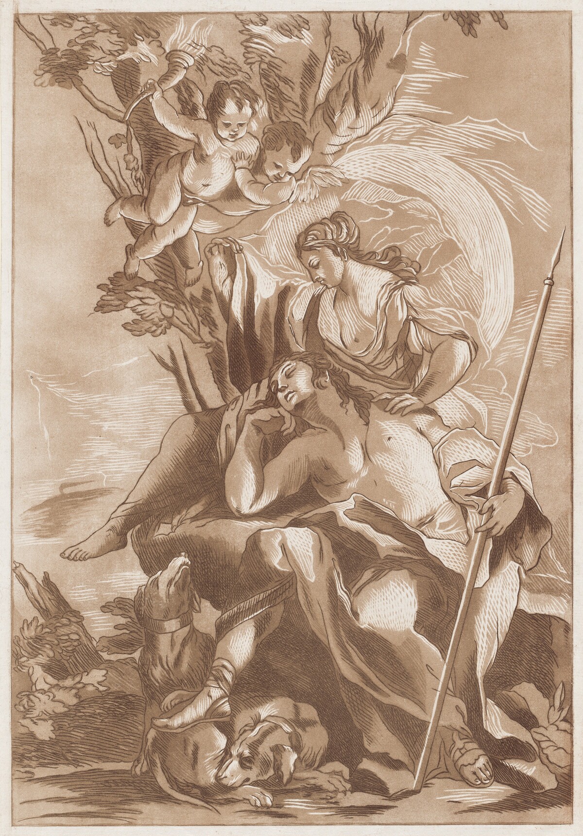 Diana and Endymion by François-Philippe Charpentier, after Nicolas Le Sueur, after Sebastiano Conca