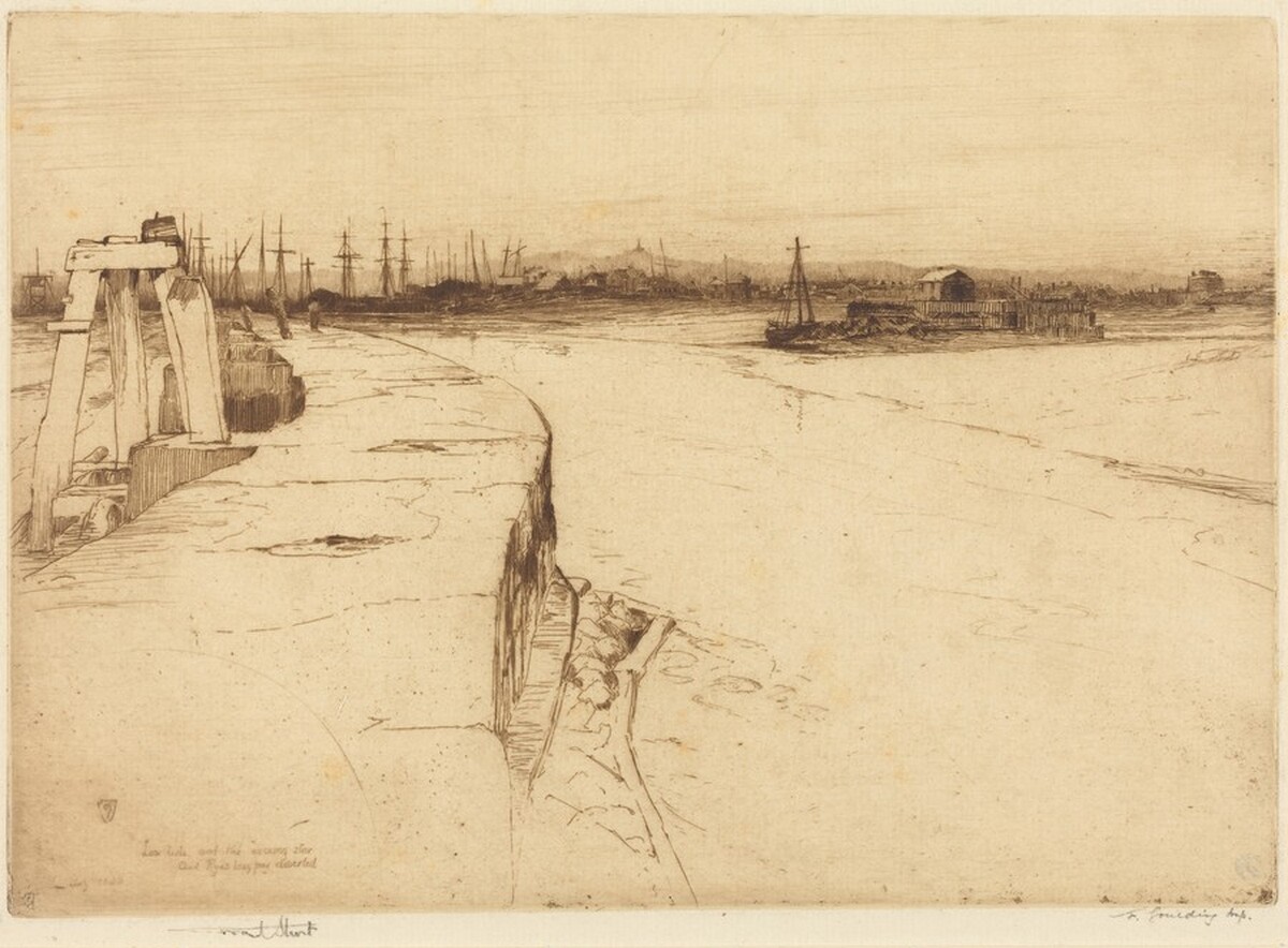 Low Tide, the Evening Star, and Rye's Long Pier Deserted by Frank Short
