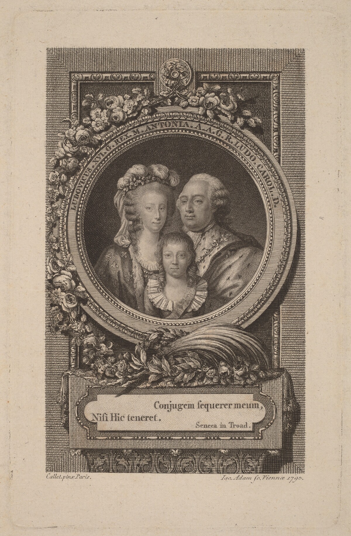 Louis XVI, Marie-Antoinette, and Louis-Charles by Jacob Adam after Antoine-François Callet