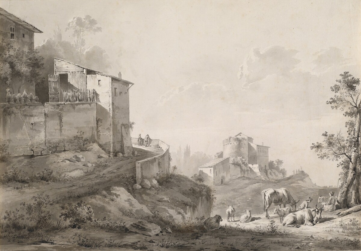 A Sunlit Landscape with Hilltop Houses by Jean-Jacques de Boissieu