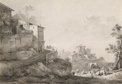 A Sunlit Landscape with Hilltop Houses
