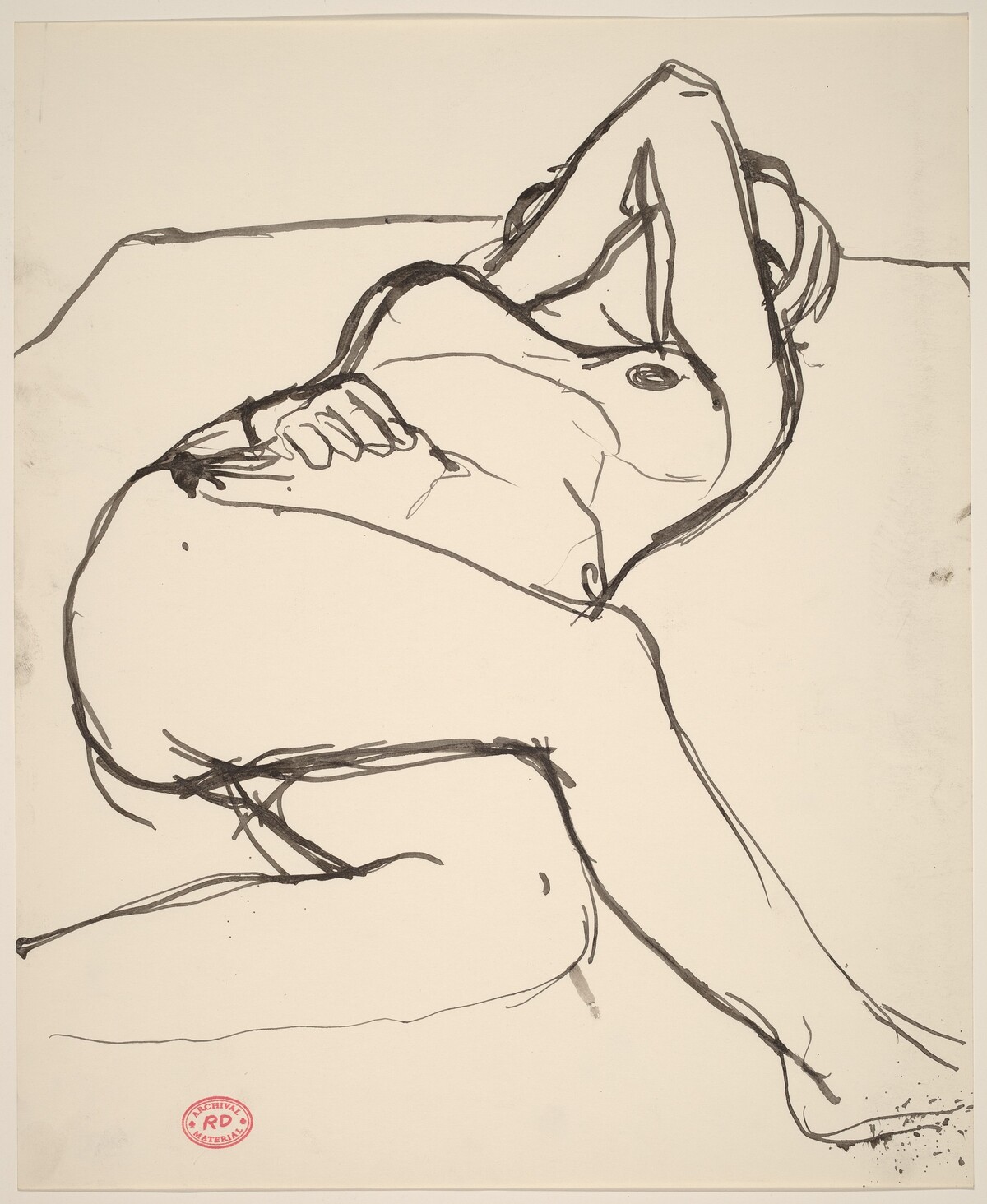Untitled [reclining nude covering her face with her arm] by Richard Diebenkorn