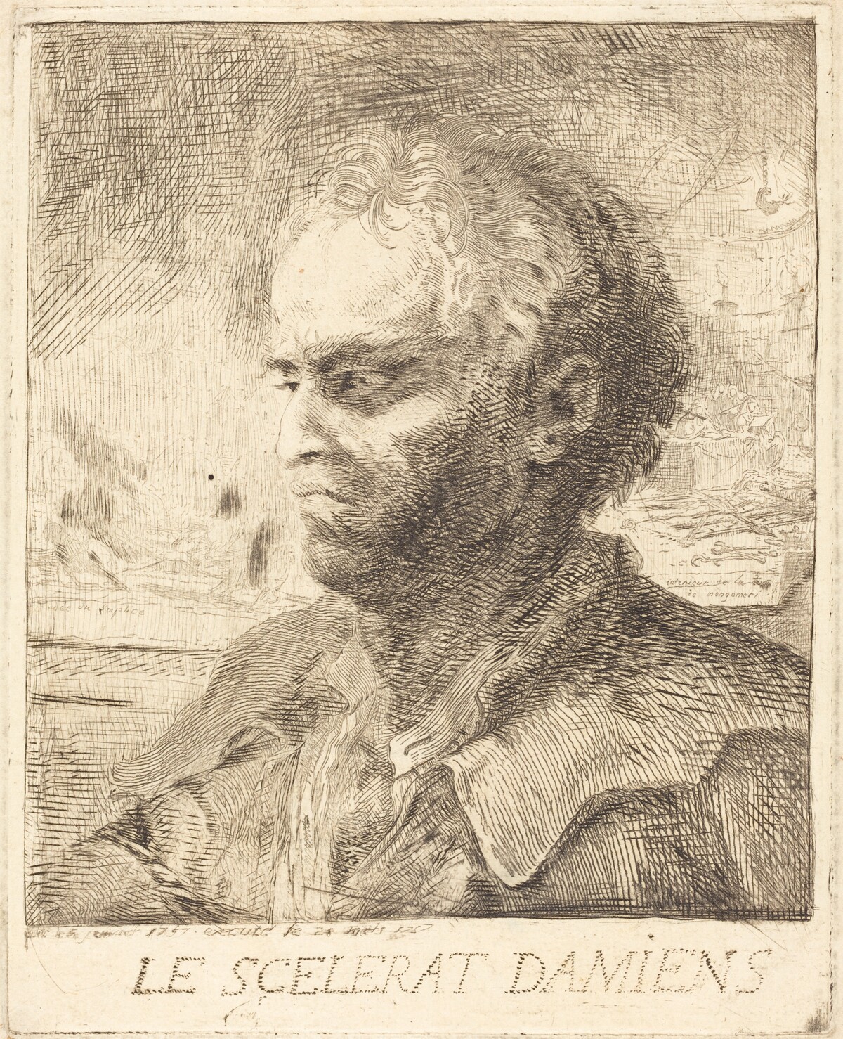 Le Scélérat Damiens by Gabriel Jacques de Saint-Aubin