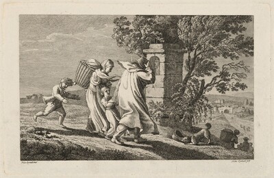 A Peasant Family Hurrying Past a Wayside Shrine in a Storm