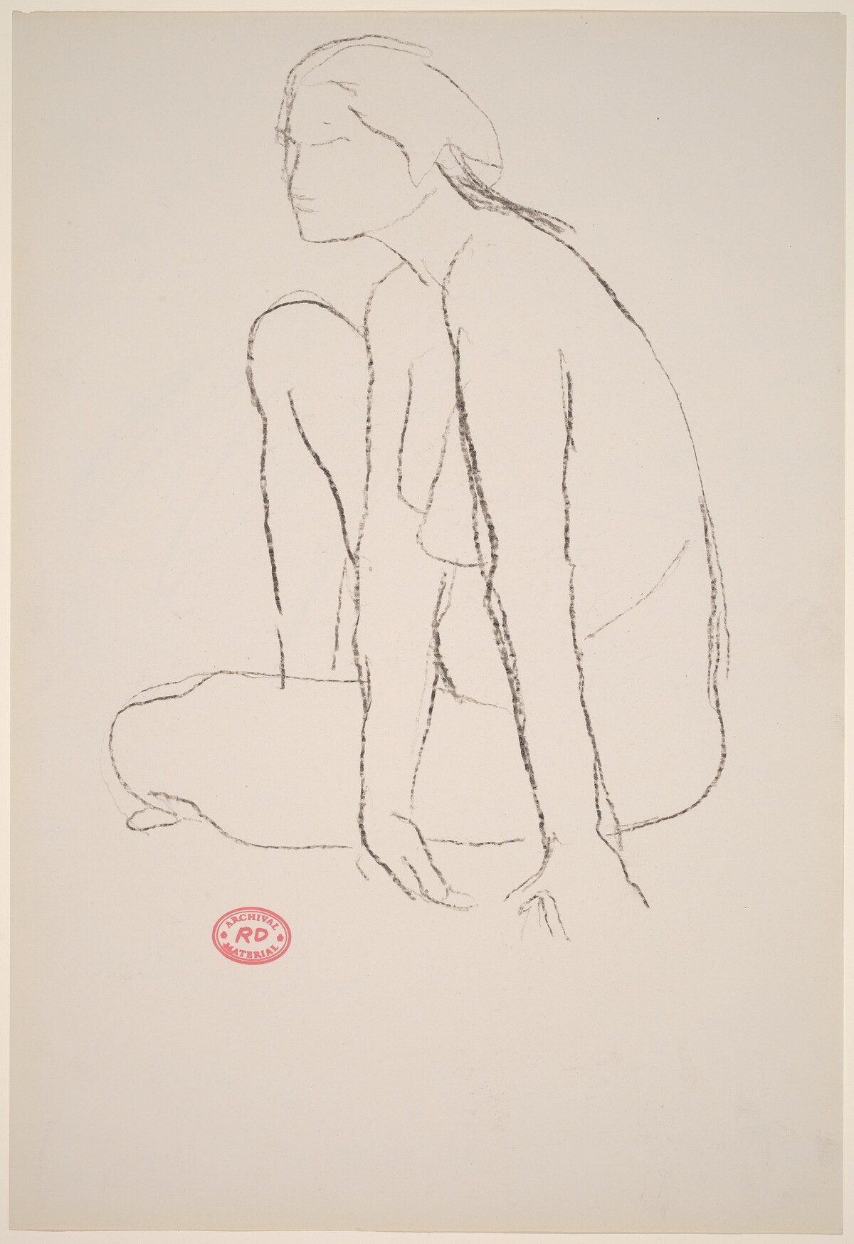 Untitled [seated female nude leaning on hands] by Richard Diebenkorn