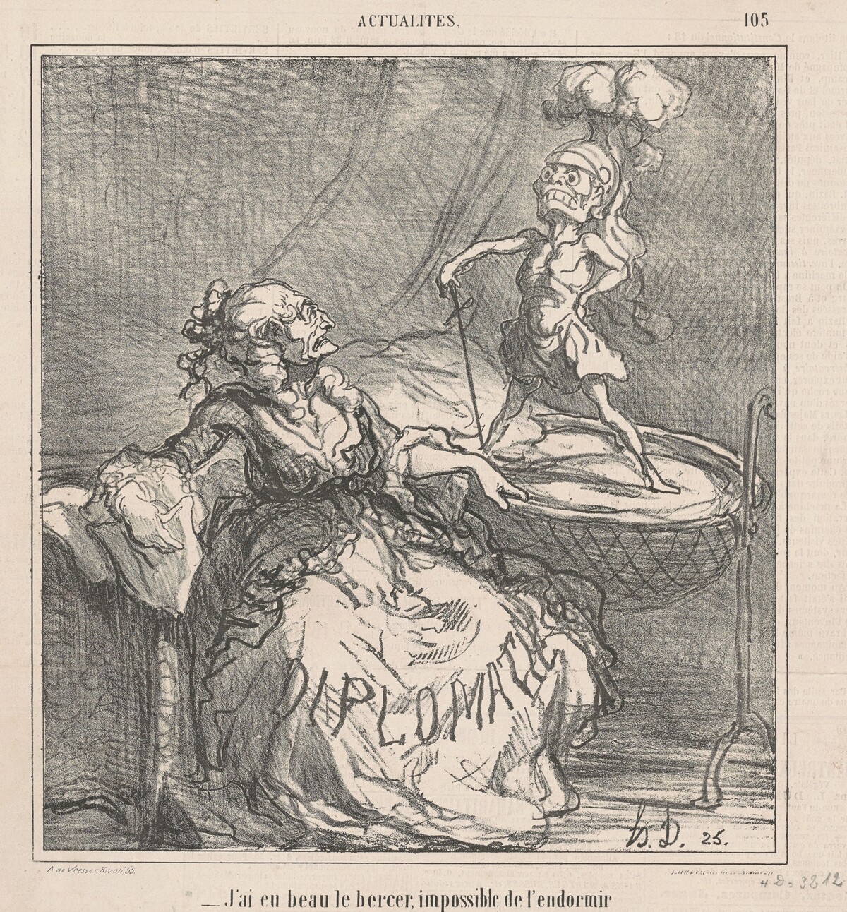 J'ai eu beau le bercer ... by Honoré Daumier