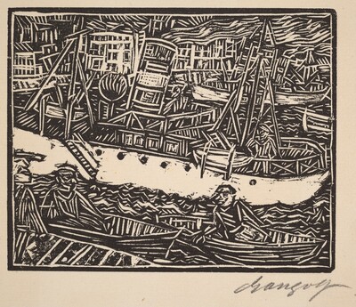 Marseille, Steamship in the Harbor (Marseille, Dampfer im Hafen)