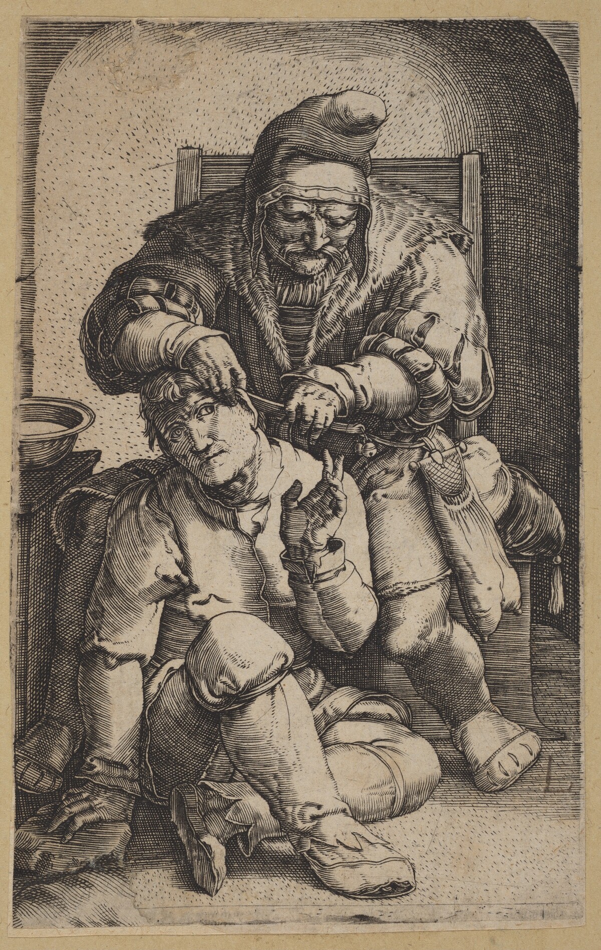The Surgeon [reverse copy] by Netherlandish 16th Century, after Lucas van Leyden