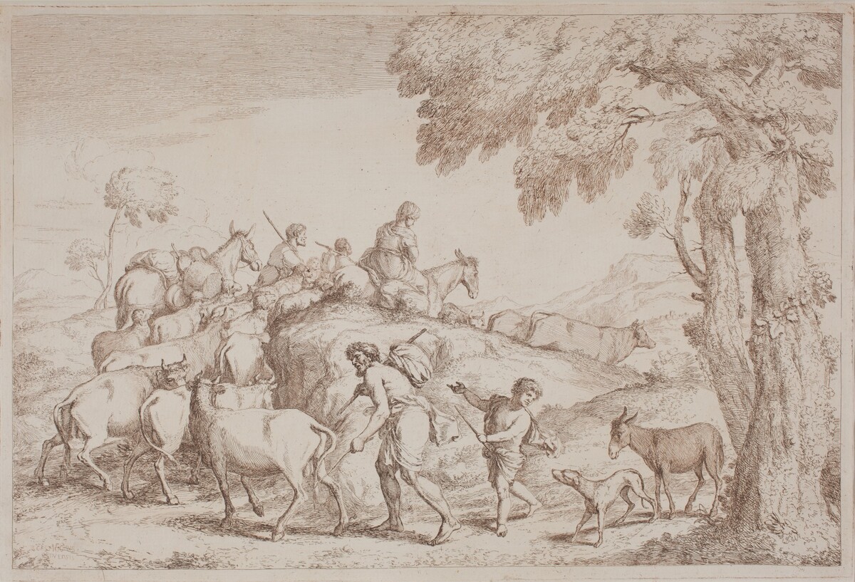 An Elderly Shepherd Seen from Behind by Gaetano Zompini, after Giovanni Benedetto Castiglione