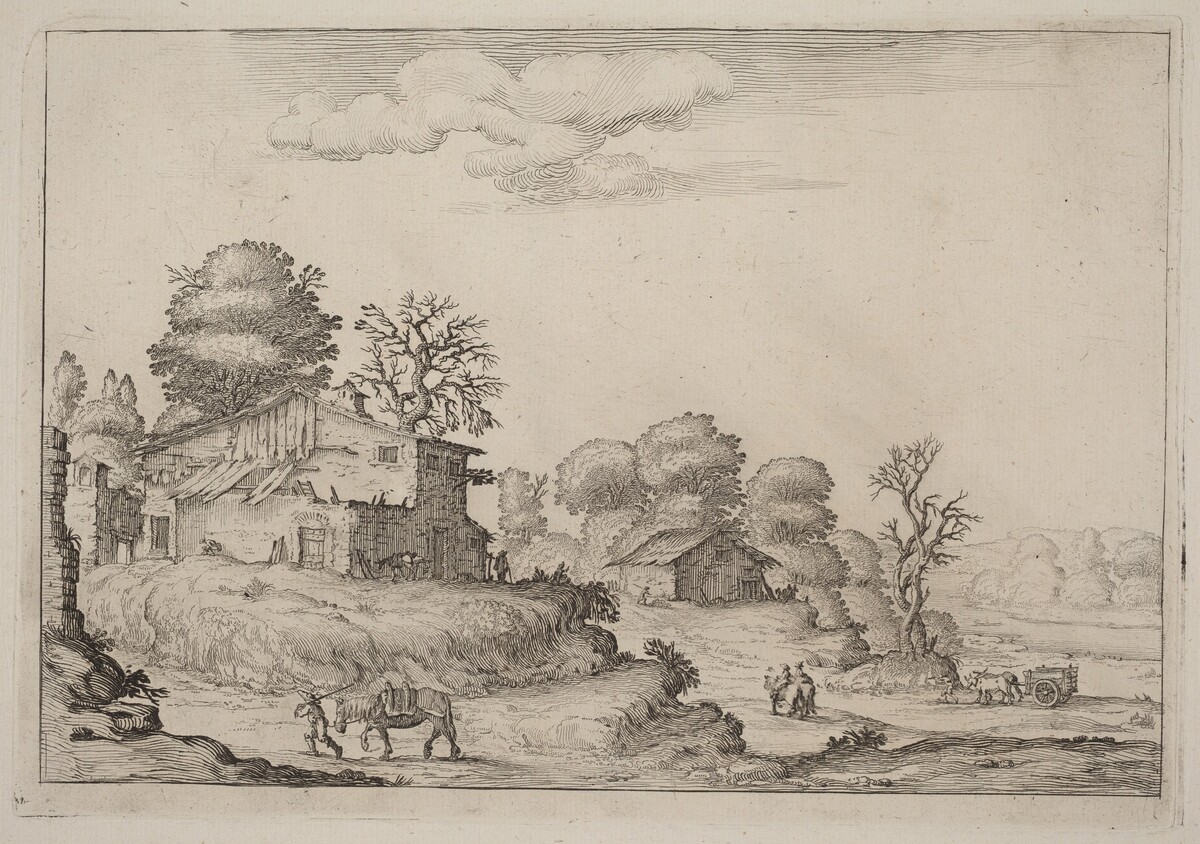 Rustic Landscape with Peasants and Horses by Ercole Bazicaluva