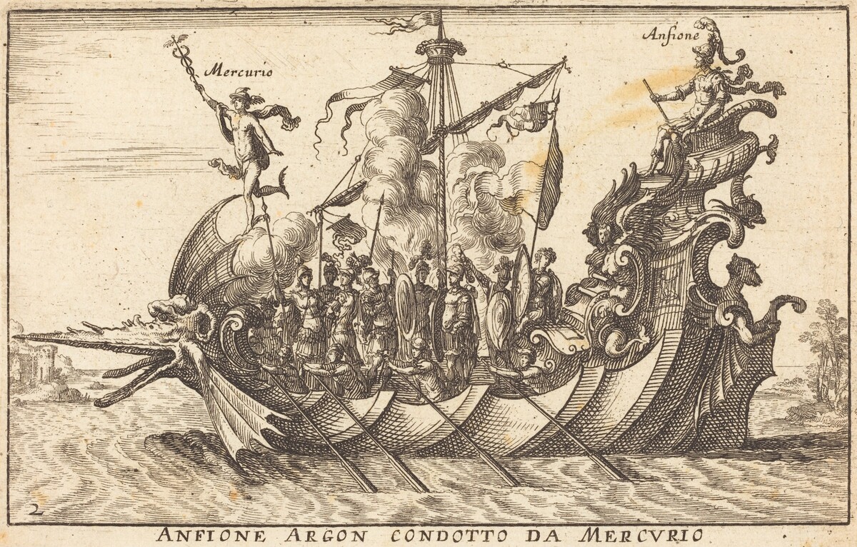 Anfione Argon condotto da Mercurio by Balthasar Moncornet after Remigio Cantagallina