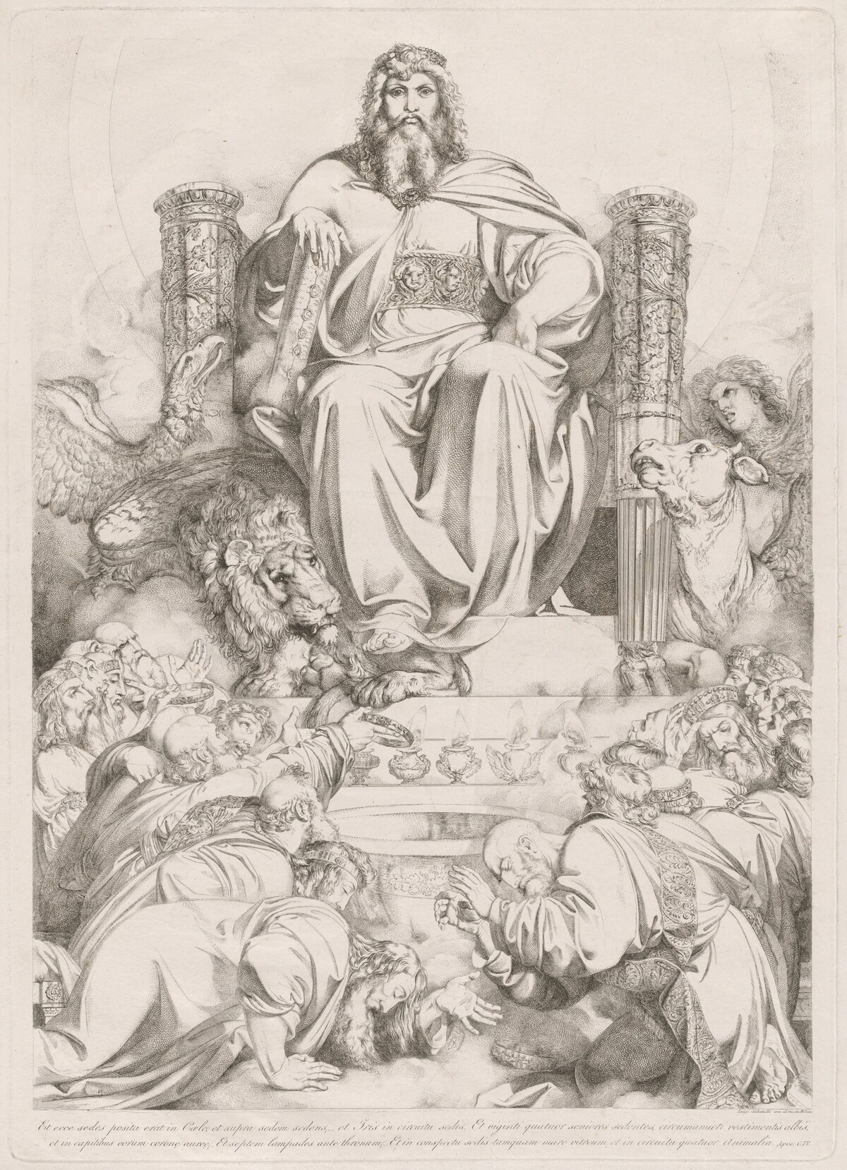 Et ecce sedes posita erat in coelo... (God the Son in Majesty on the Throne Surrounded by the Four Creatures and Worshipped by the Twenty-four Elders) by Luigi Sabatelli I