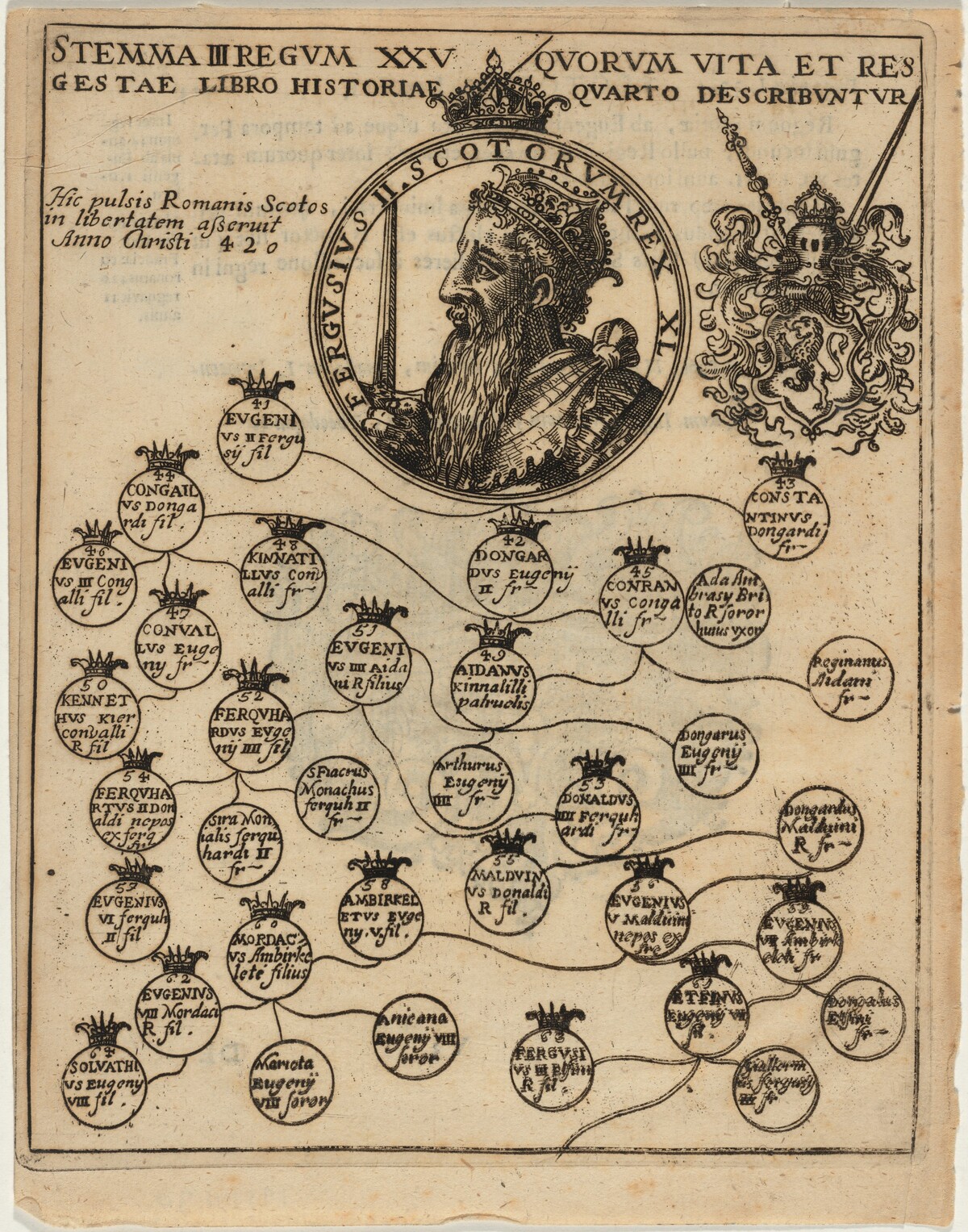 Fergus II of Scotland with Geneology by Unknown Artist