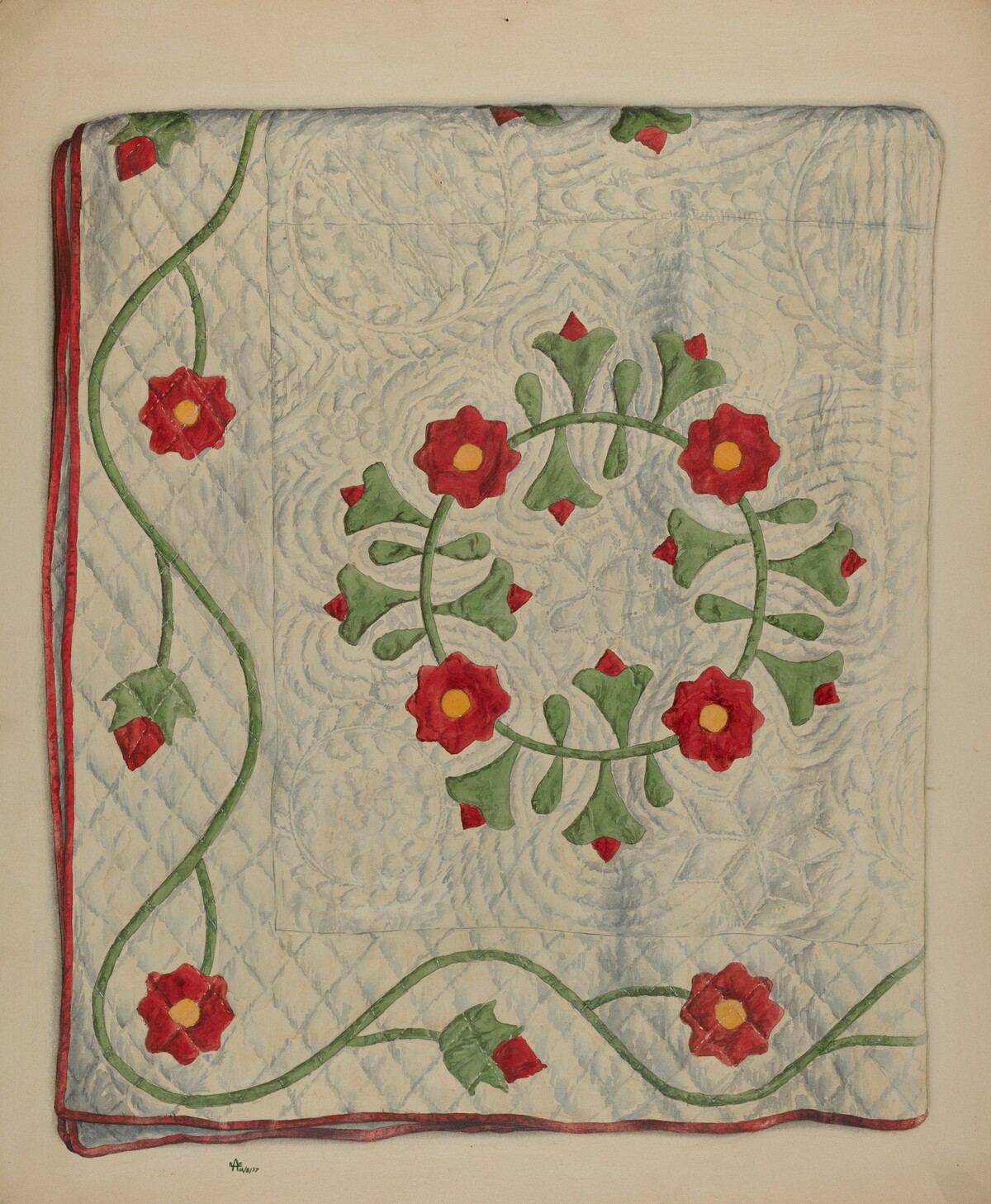 Quilt - Circle with Tulips by Ralph Atkinson
