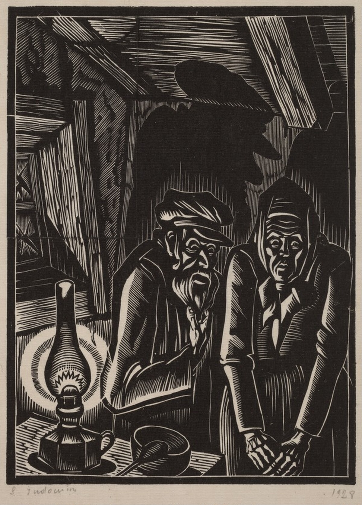 Man and Woman by a Lantern by Solomon Borisovich Judovin