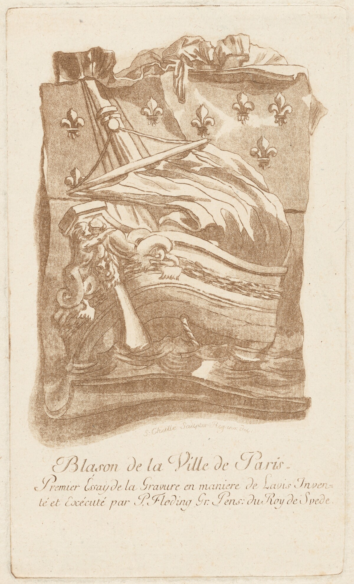 Blason de la Ville de Paris (Arms of the City of Paris) by Per Gustaf Floding, after Simon Challes