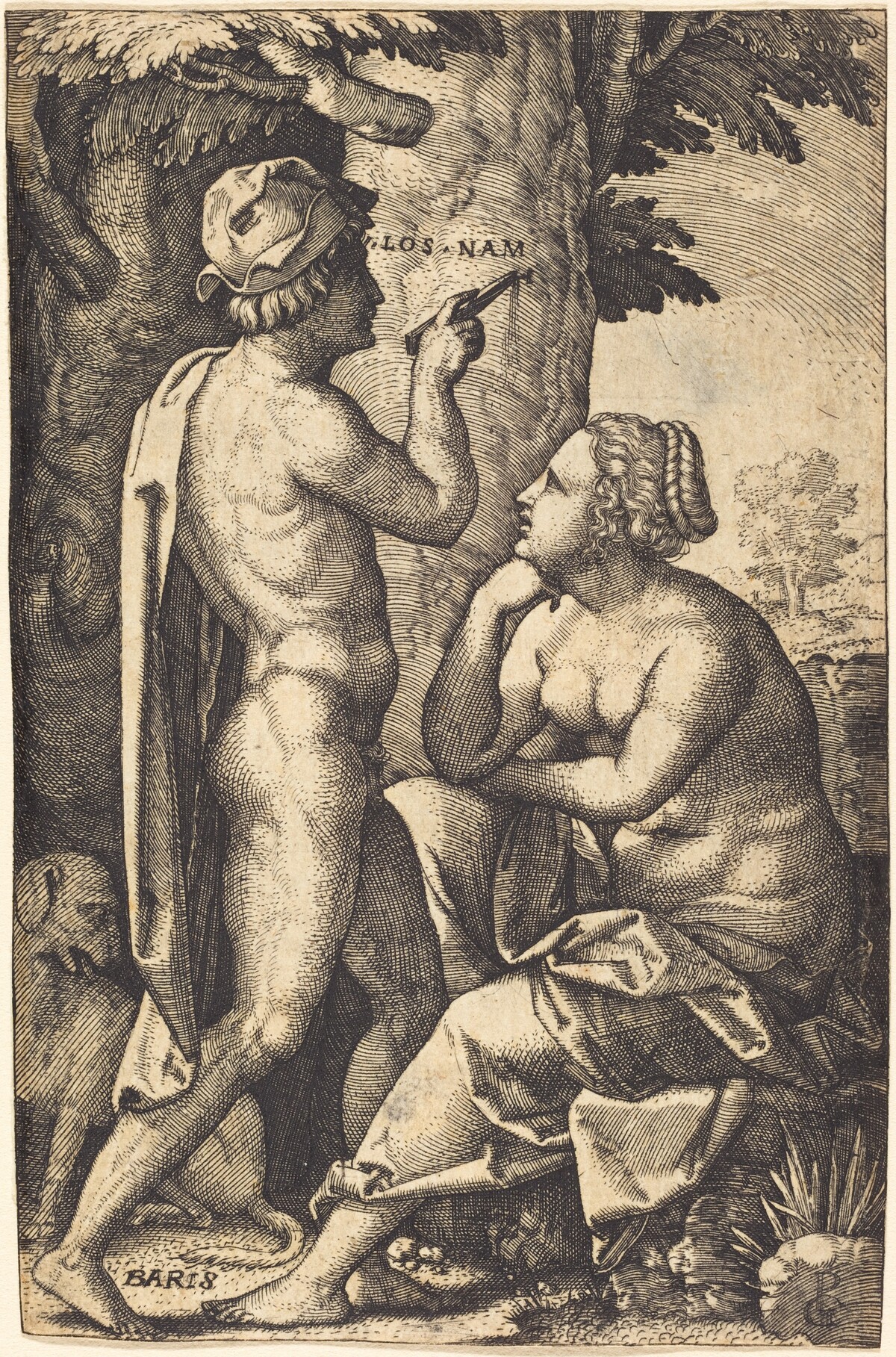 Paris Writing Words of Love to Oenone by Georg Pencz