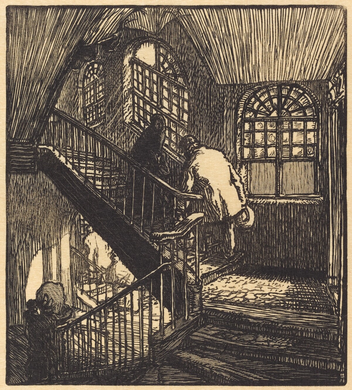 Escalier de la maison ou etait le Chateau Rouge by Auguste Lepère