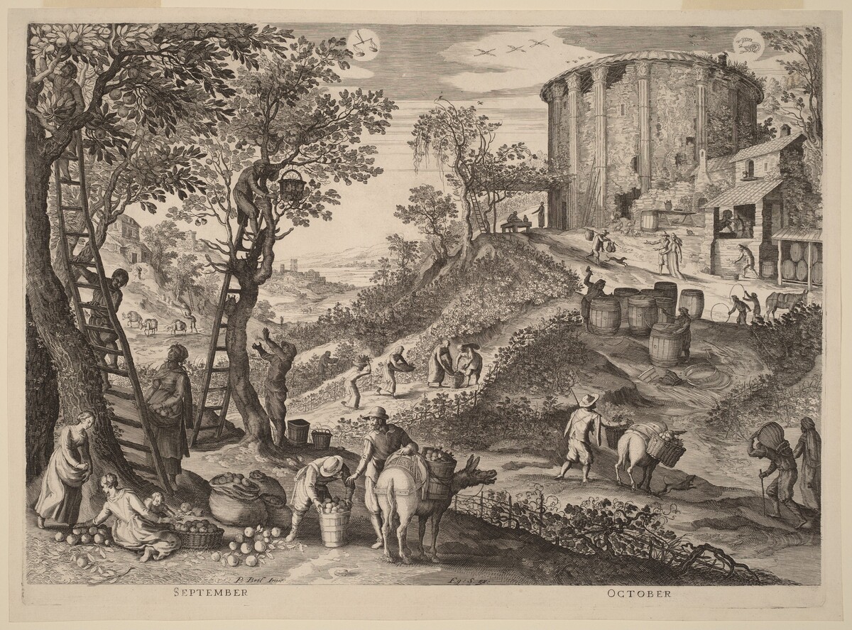 September and October by Aegidius Sadeler II after Paul Bril