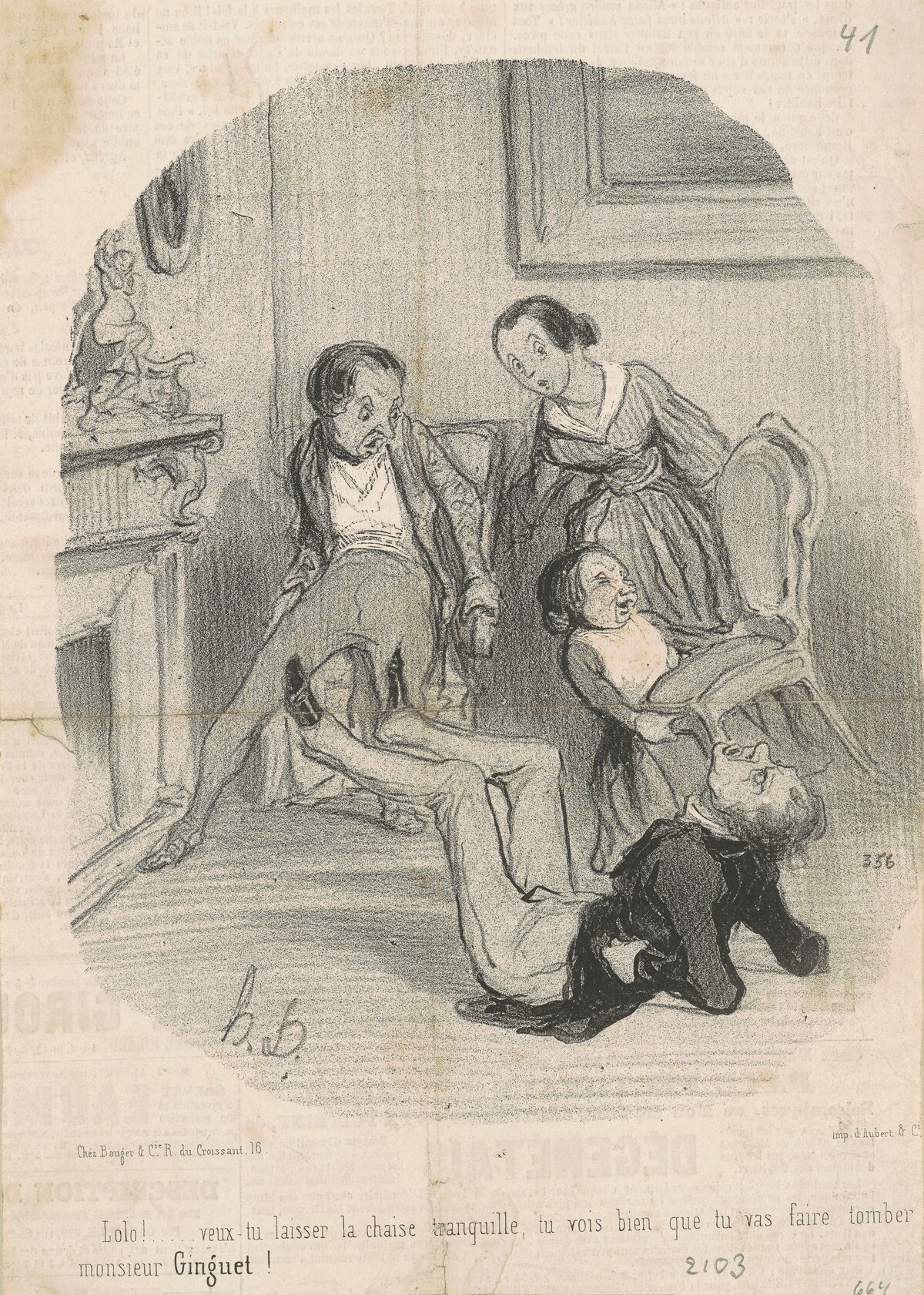 Lolo!...veux-tu laisser la chaisse tranquille... by Honoré Daumier