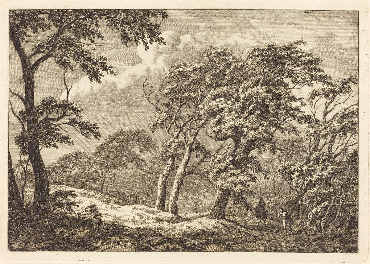 Travelers on a Forest Road in a Storm by Franciscus A. Milatz