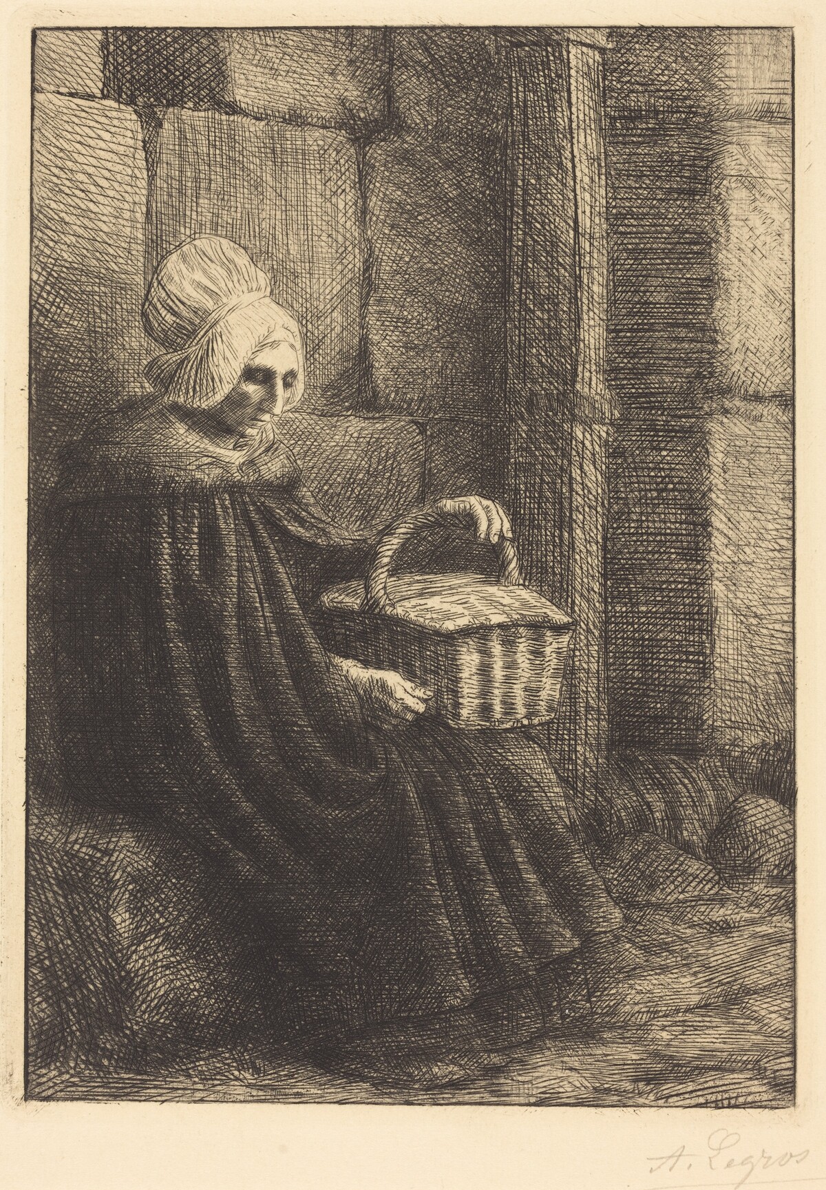 Peasant Woman of Boulogne (Paysanne des environs de Boulogne dite La femme au panier) by Alphonse Legros
