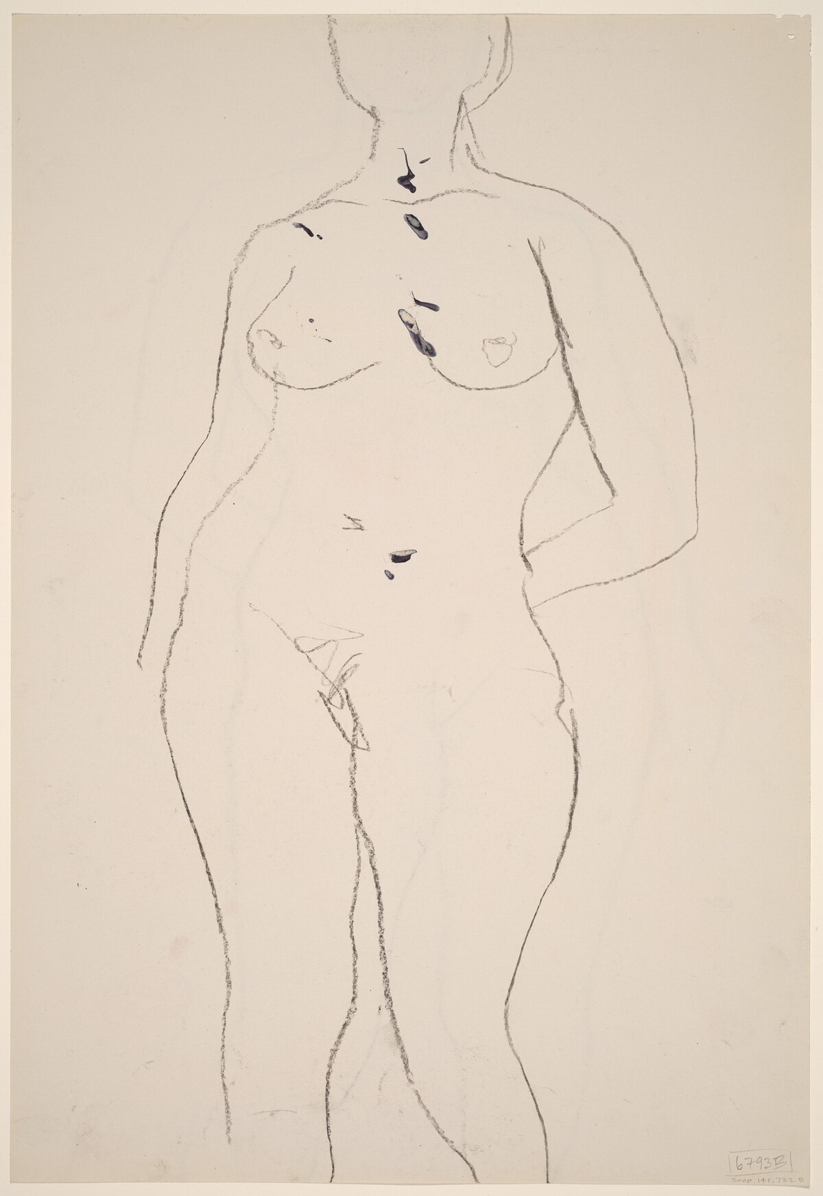 Untitled [front view of nude with left hand behind her back] [verso] by Richard Diebenkorn