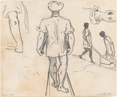 Studies of Peasants with Wheelbarrows [verso]