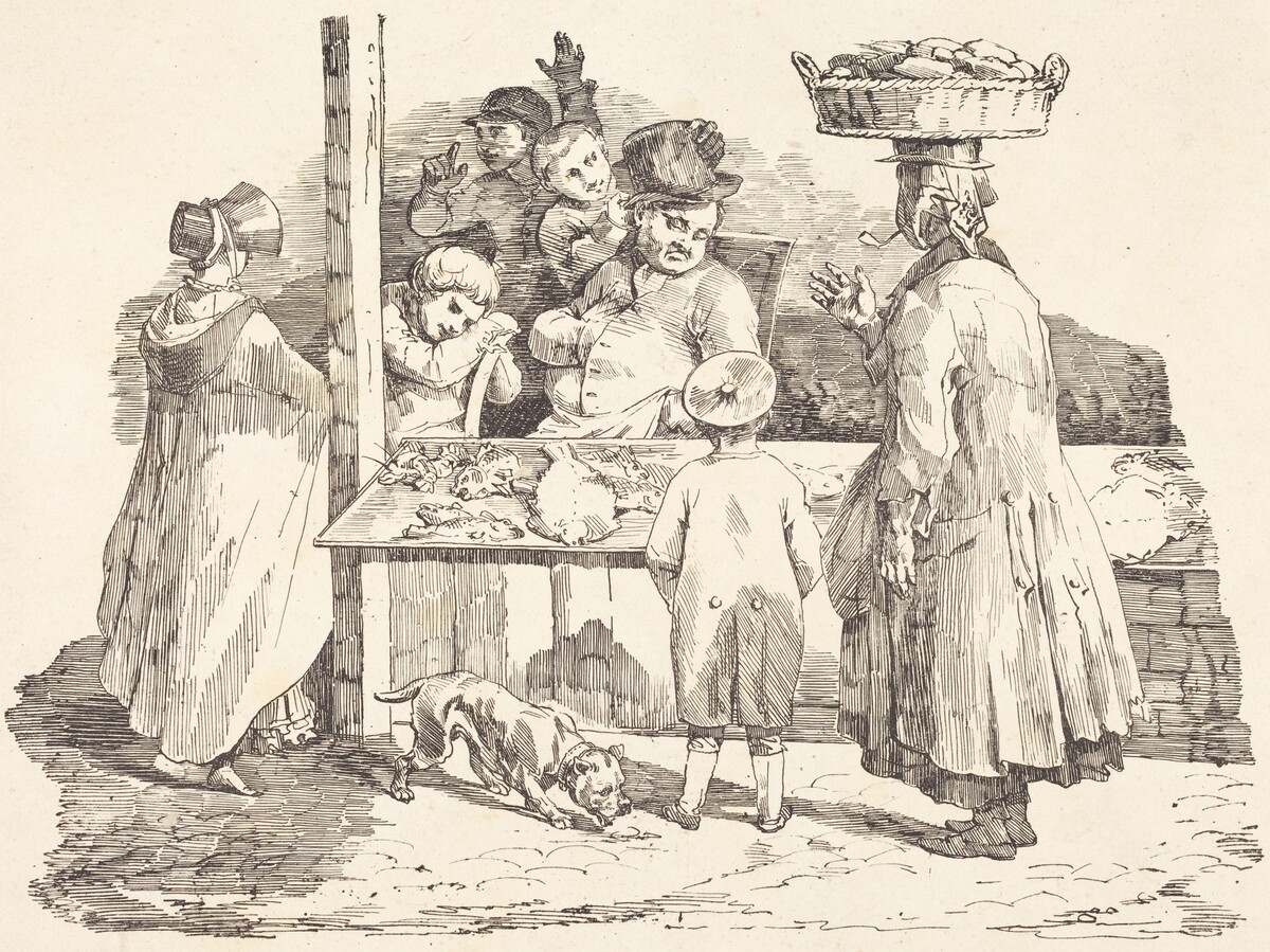 The Dozing Fishmonger (Le marchand de poissons endormie) by Théodore Gericault and Nicolas-Toussaint Charlet