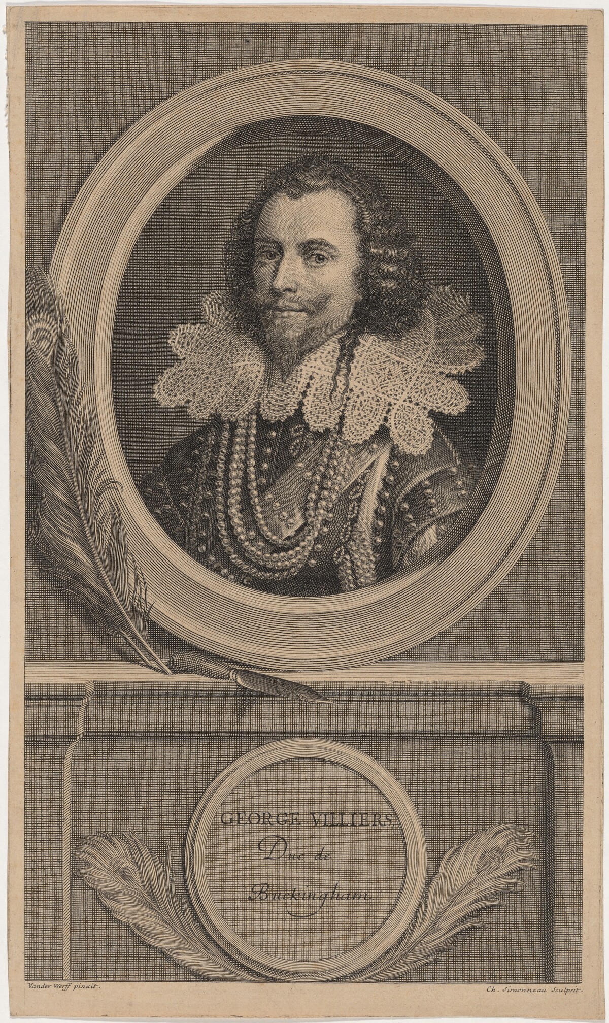 George Villiers, Duke of Buckingham by Charles Simonneau after Michiel van Miereveld after Adriaen van der Werff