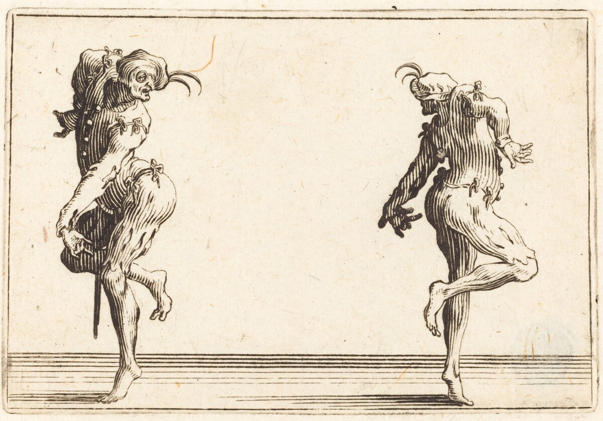 Two Pantaloons Dancing by Jacques Callot