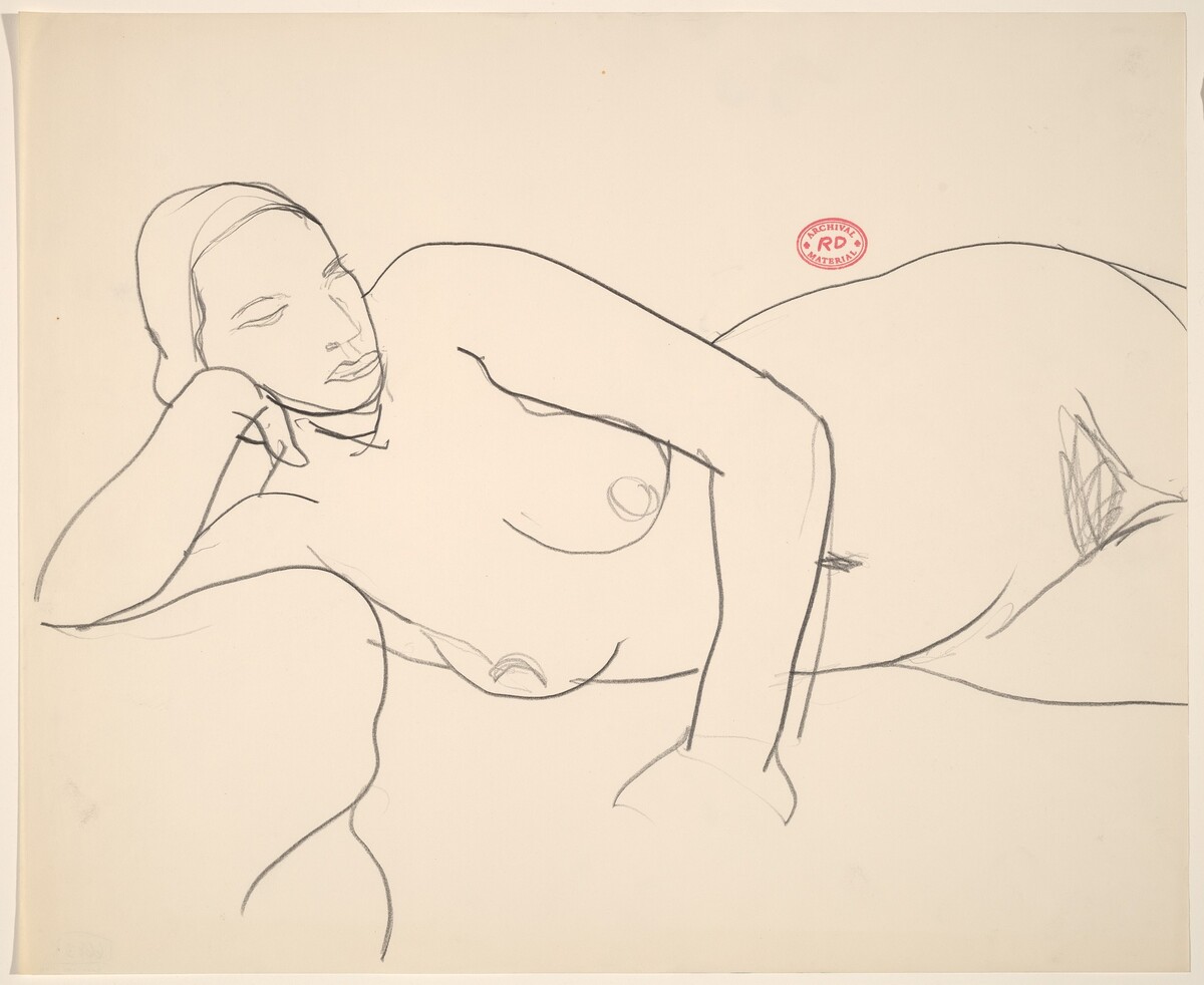 Untitled [female nude lying on her right side] by Richard Diebenkorn