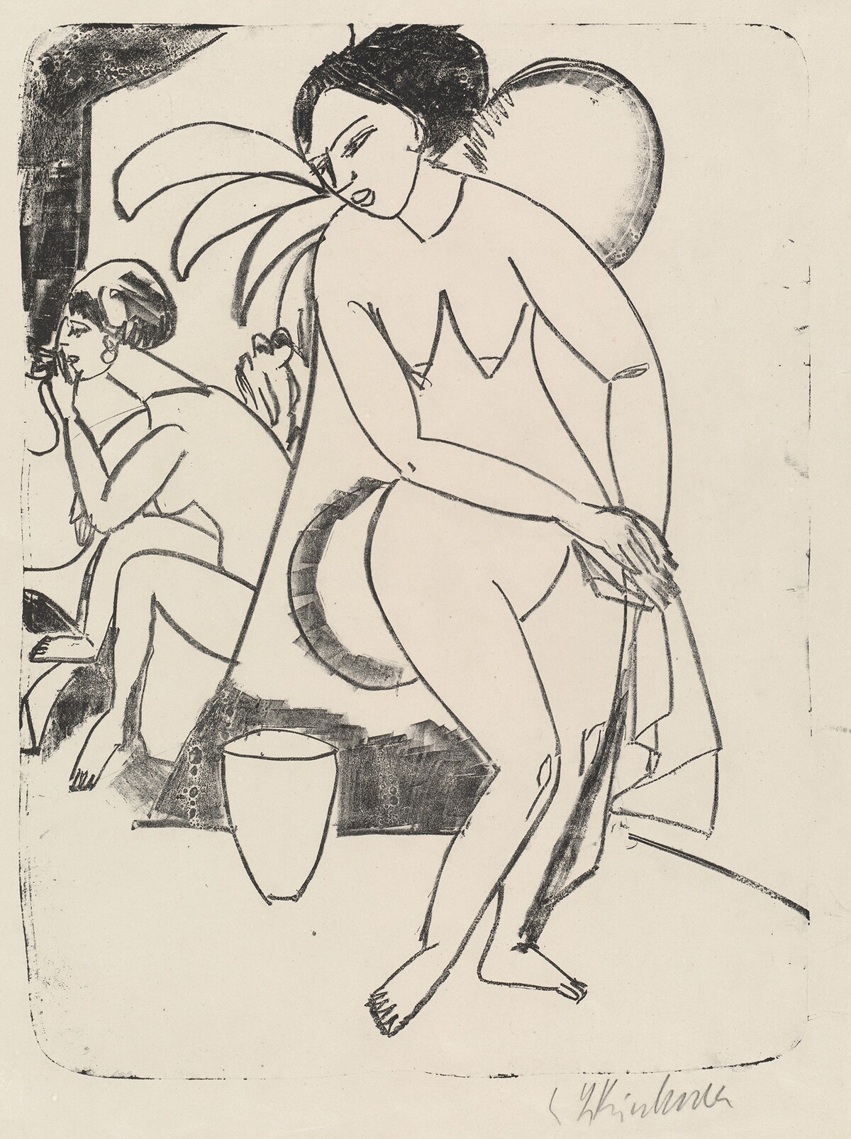 Naked Girls in the Studio (Nackte Mädchen im Atelier) by Ernst Ludwig Kirchner
