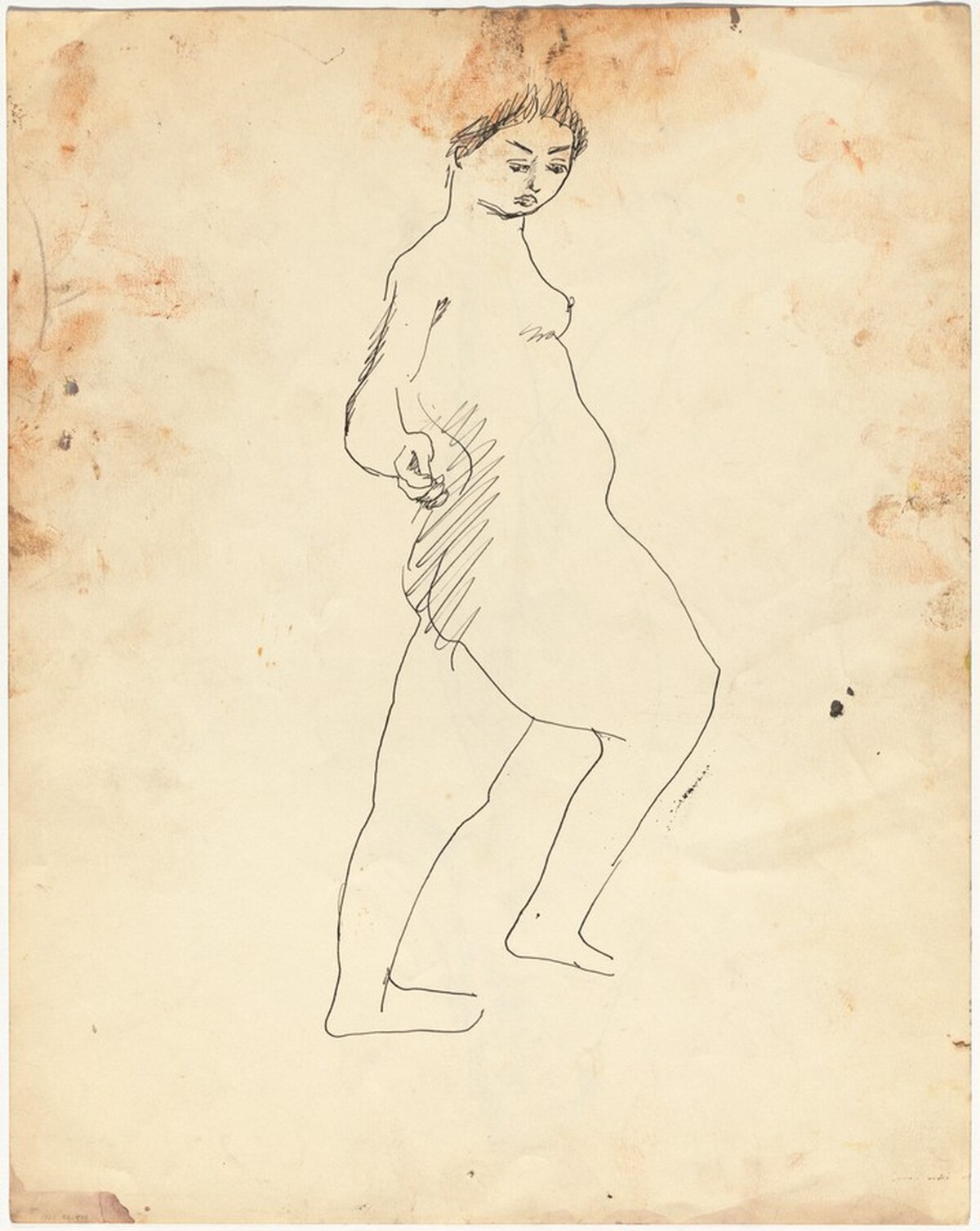 Standing Female Nude Facing Right [verso] by Mark Rothko