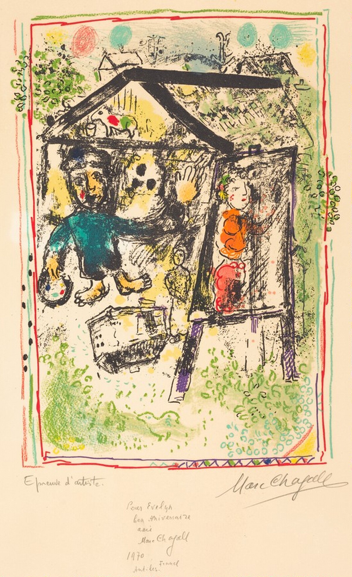 The Artist at the Village I by Marc Chagall