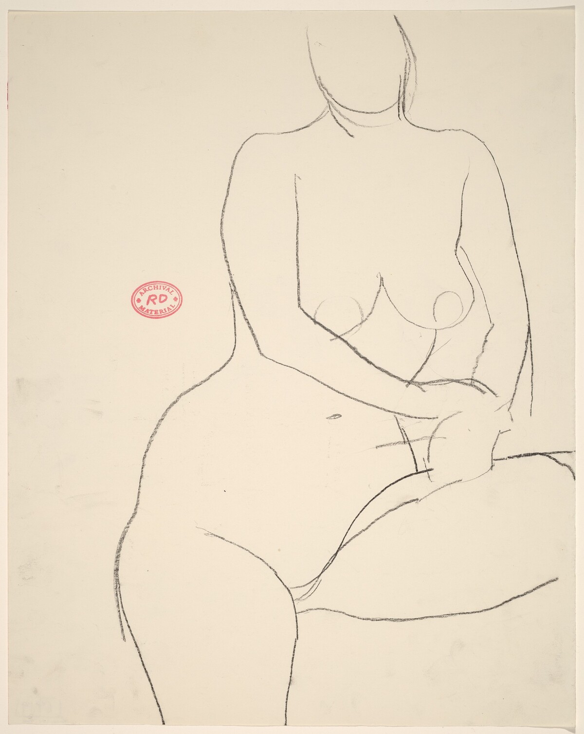 Untitled [front view of a standing nude with her left leg elvated] by Richard Diebenkorn