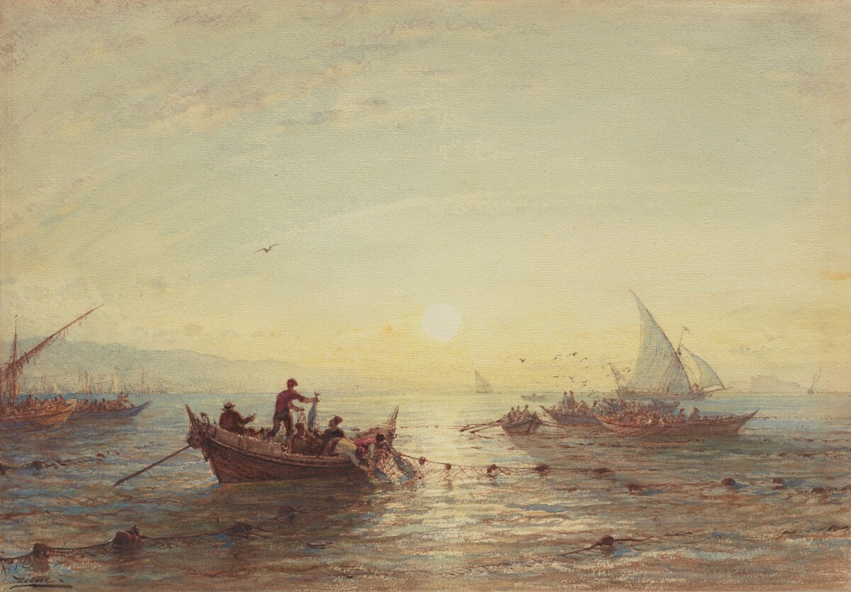Tuna Fishing at Sunrise off the Coast near Marseilles by Félix Ziem