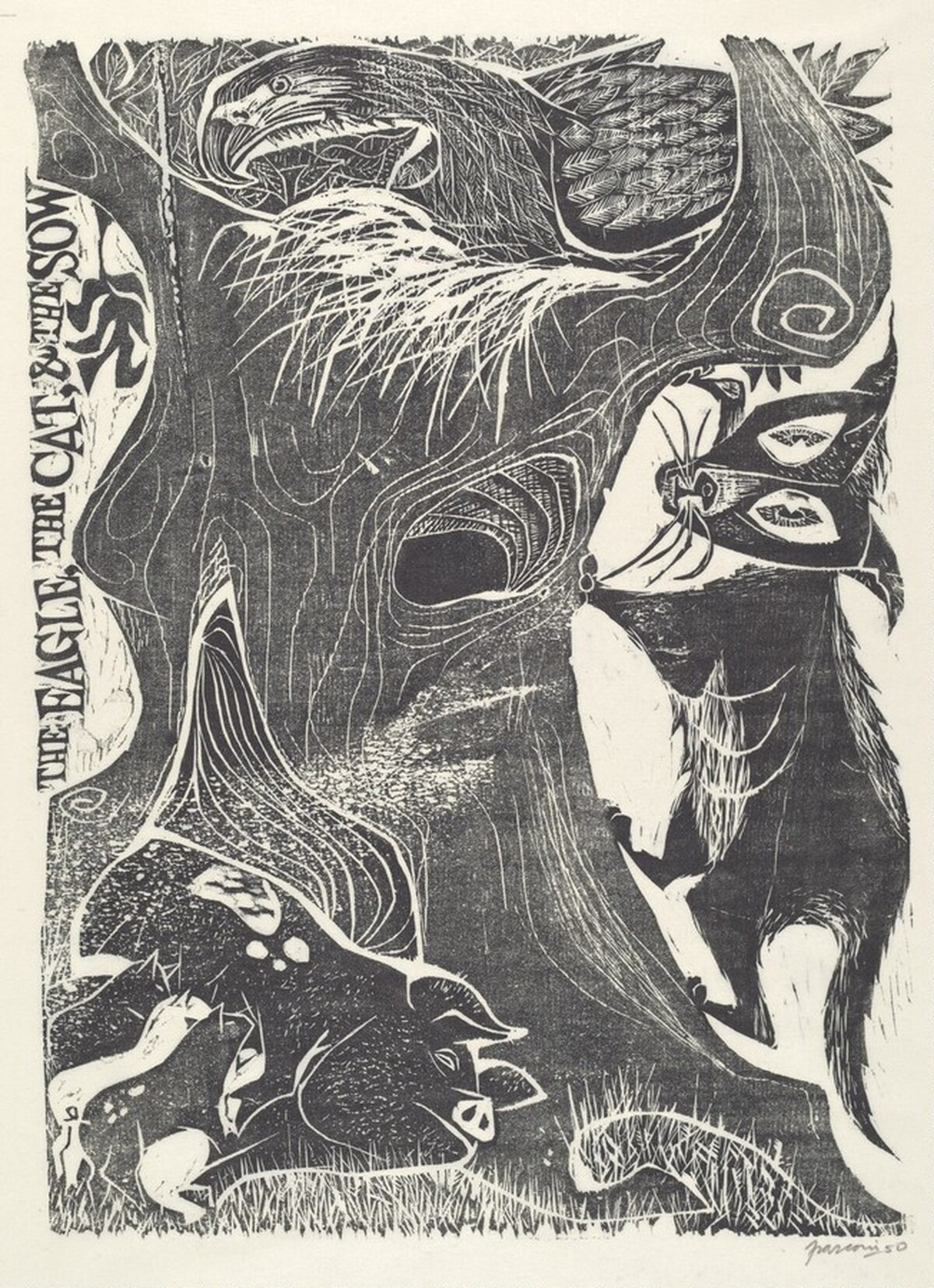 The Eagle, the Cat, and the Sow by Antonio Frasconi