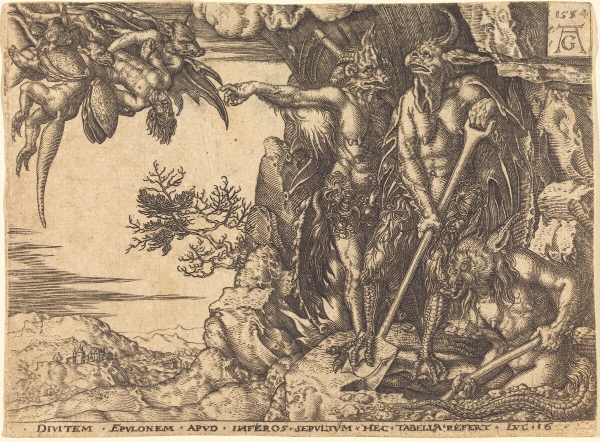 The Rich Man Being Carried Away by the Devil by after Heinrich Aldegrever