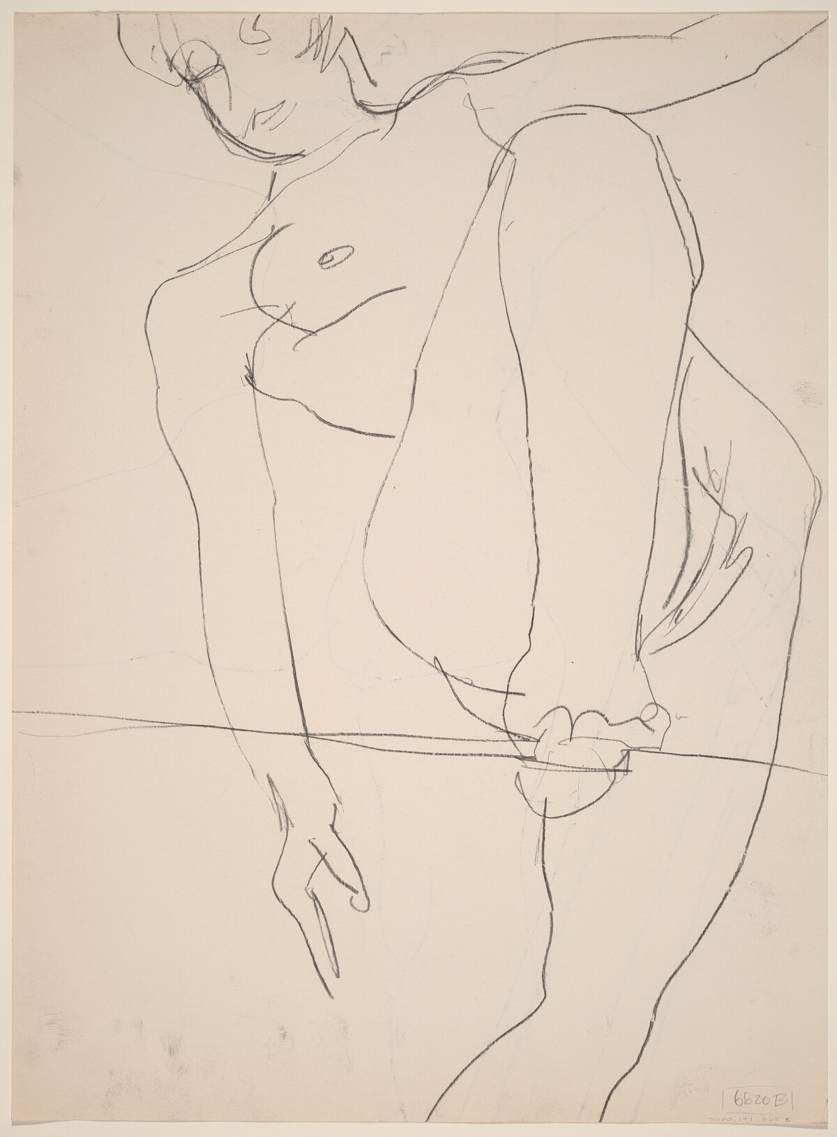 Untitled [female nude balancing on line] [verso] by Richard Diebenkorn