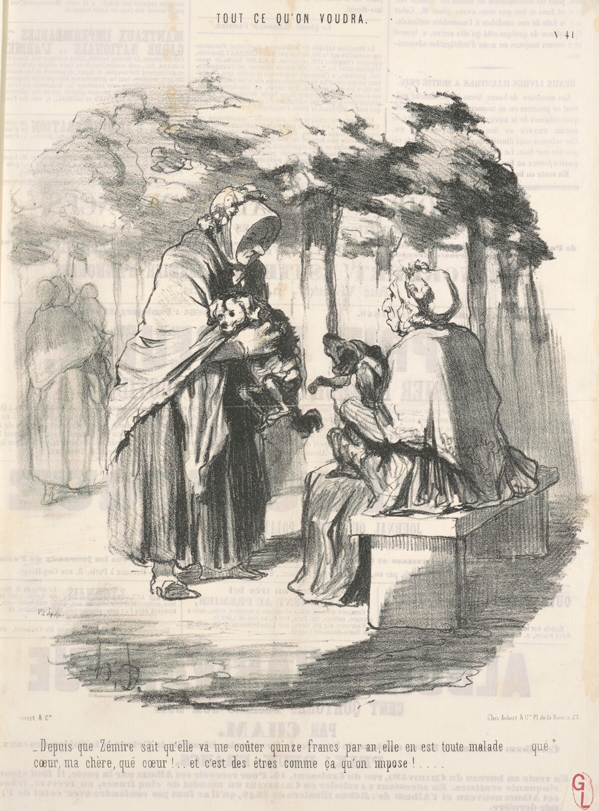 Depuis que Zémire sait qu'elle va me couter quinze francs ... by Honoré Daumier