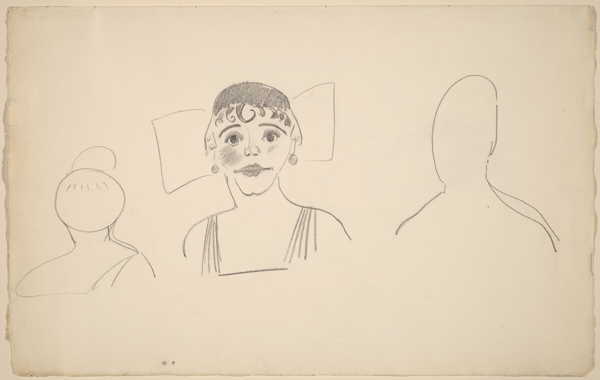 Sketches of Three Female Heads [recto] by George Bellows