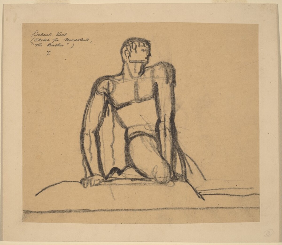 Sketch for Woodblock "Bather" I by Rockwell Kent