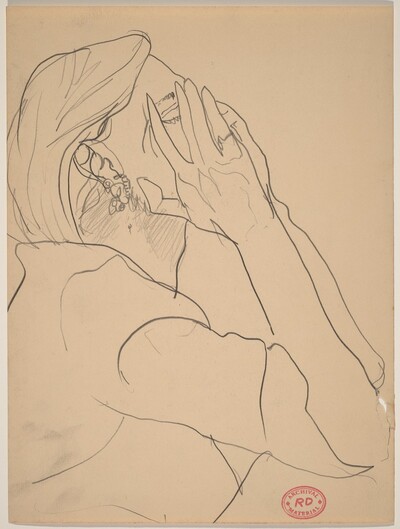 Untitled [woman covering her face with her hands]
