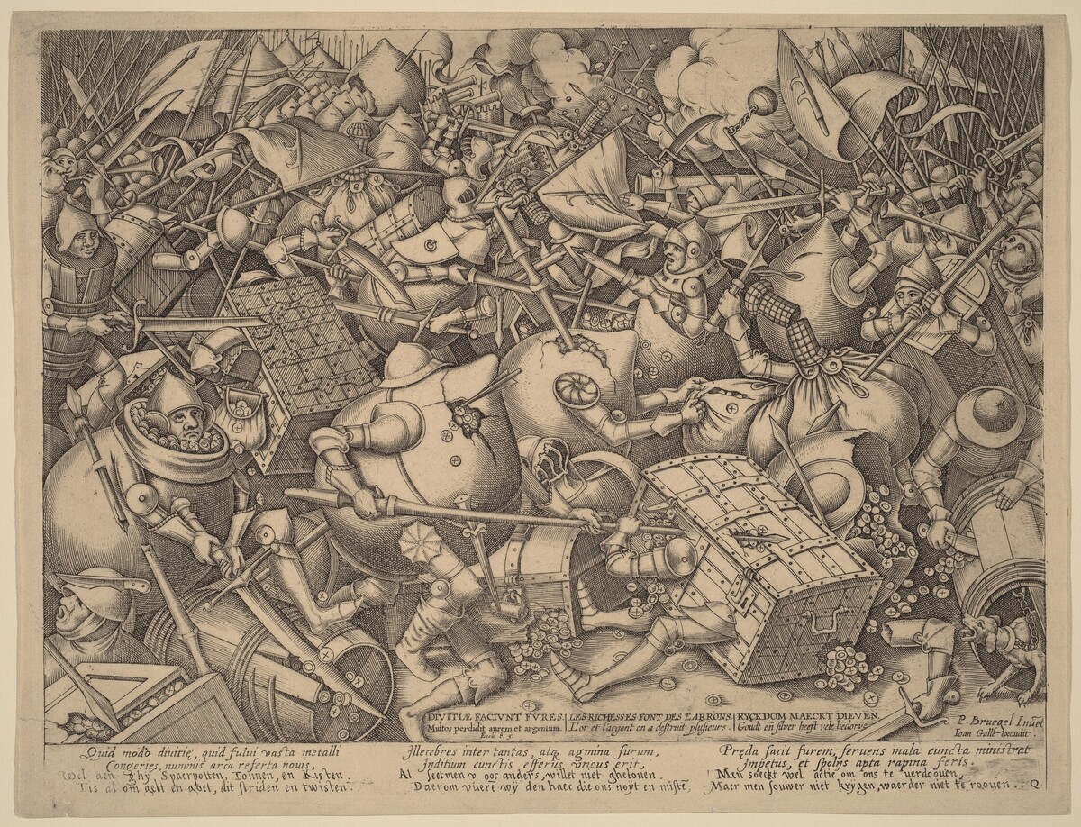 The Battle of the Moneybags and the Strongboxes by Pieter van der Heyden after Pieter Bruegel the Elder