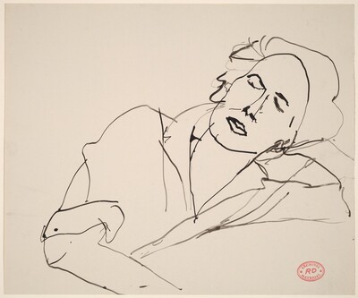 Untitled [model resting head on left arm]