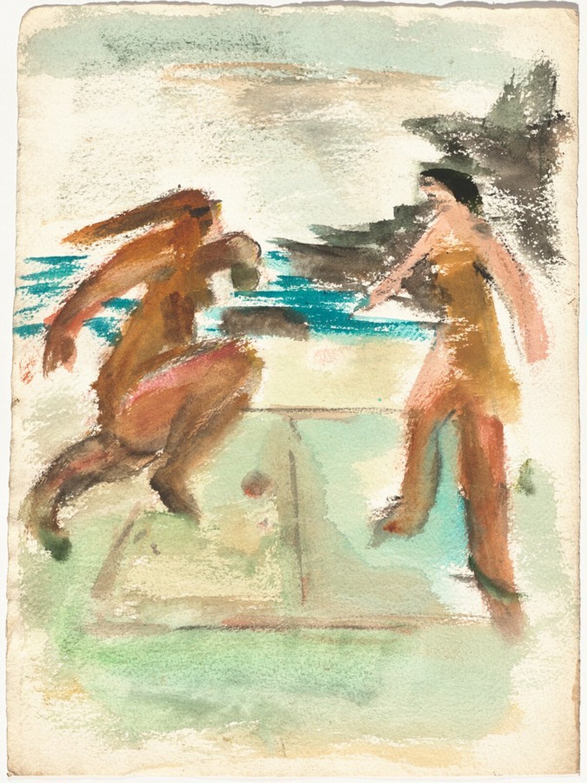 Untitled (figures playing handball on the beach) [recto] by Mark Rothko